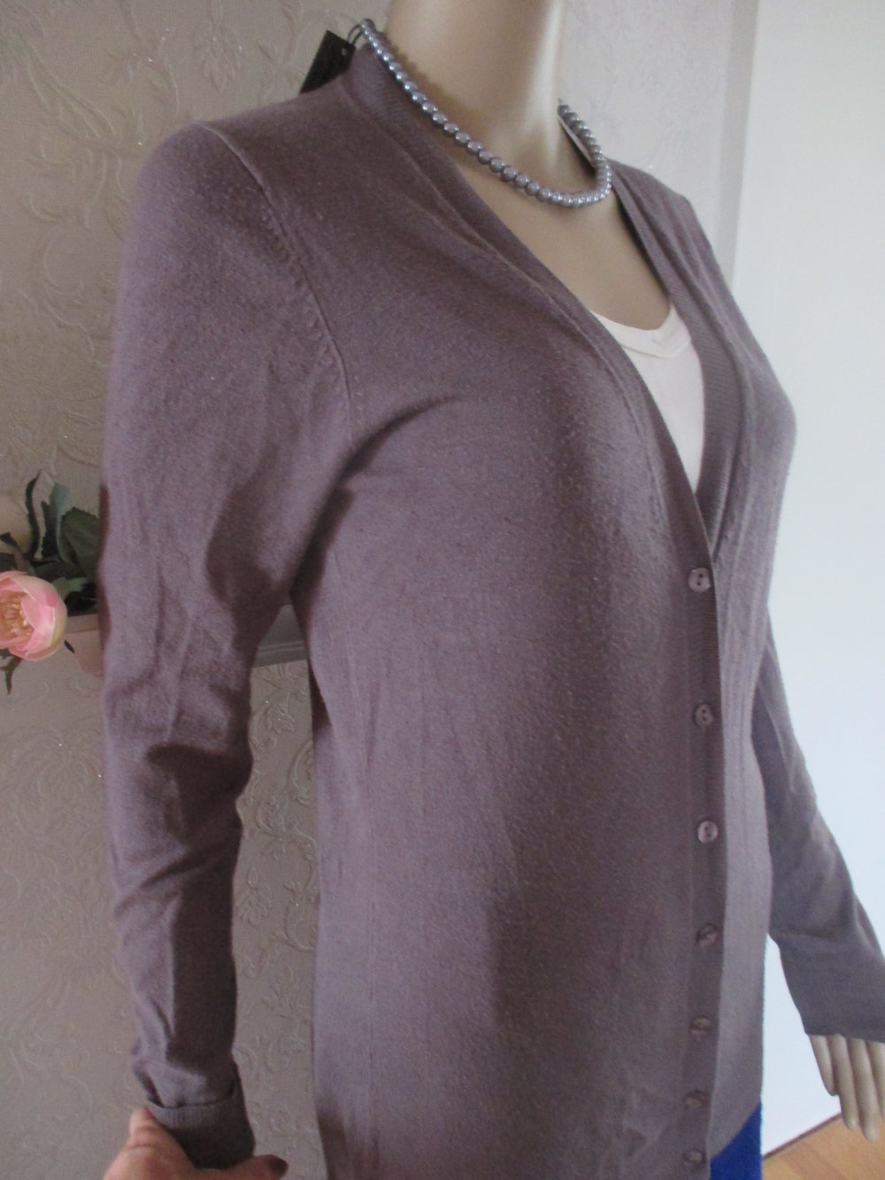Klassische Lange Long Fein- Strickjacke Cardigan 