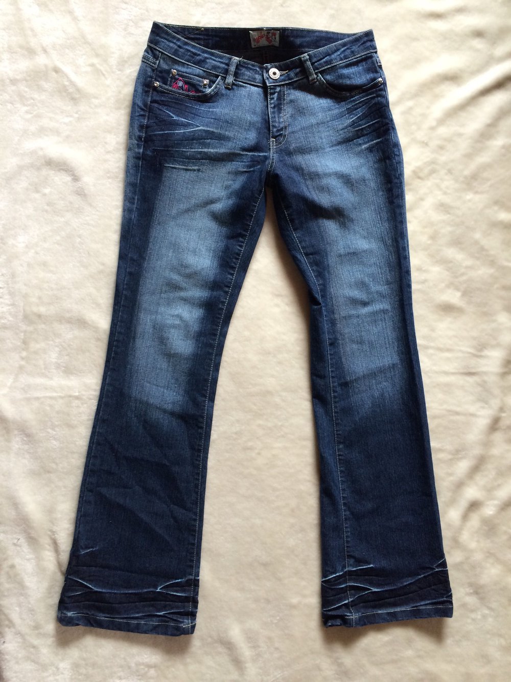 Jeanshose Größe 38 W30 / L32 bootcut Jeans Schlaghose used look
