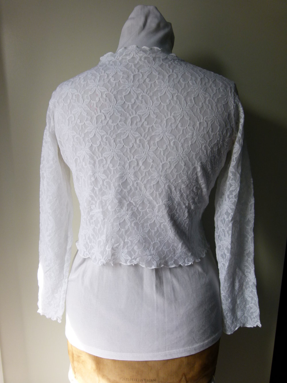 Spitzen Shirt, Langarm, weiß, Blumenmuster, Romantik Mori Hochzeit Boho Goa Festival