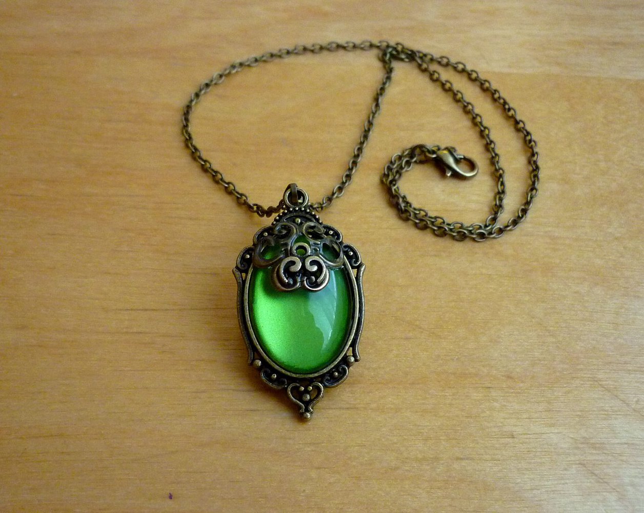 Kette Steampunk Ehno Gothic Goa Vintage Antik Look grün