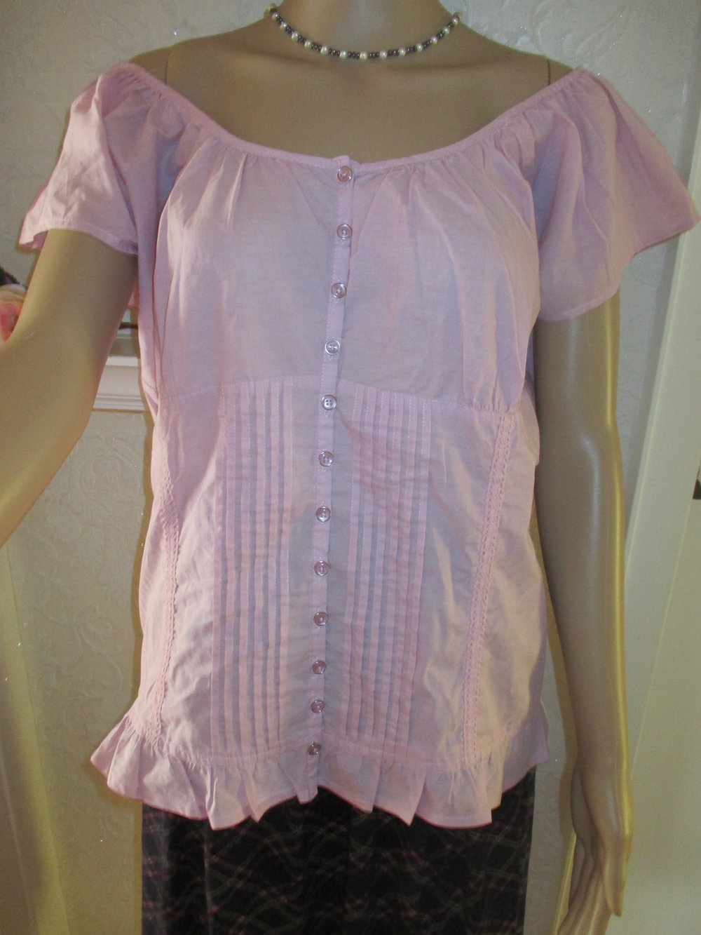 NEU * Carmen * Off Shoulder * Baumwolle Spitzen * Rüschen Romantik * DESIGNER * Bluse Gr. 40- 42/ M, alt- rosé rosequarz * pastell *