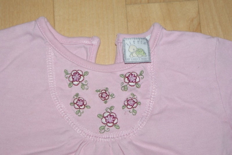 Rosa langarm Shirt mit Blümchen Gr.74 Kita