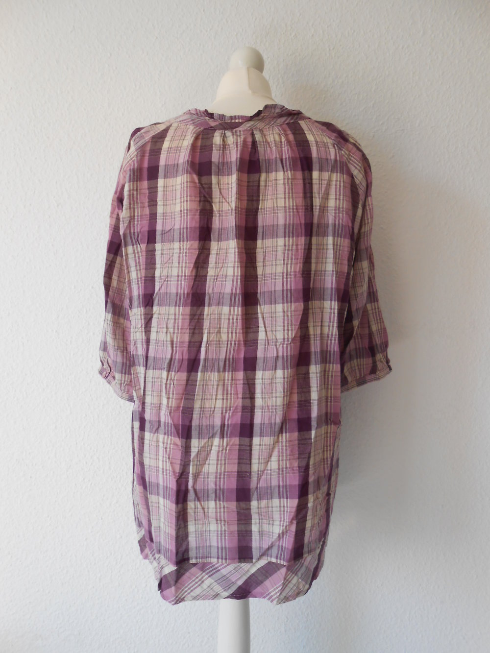 Violette rosa karierte Bluse 46