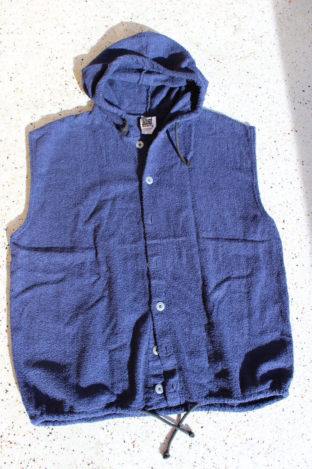 Neu! Vintage 90er Bademantel Strandmantel Saunamantel Unisex Frottee blau