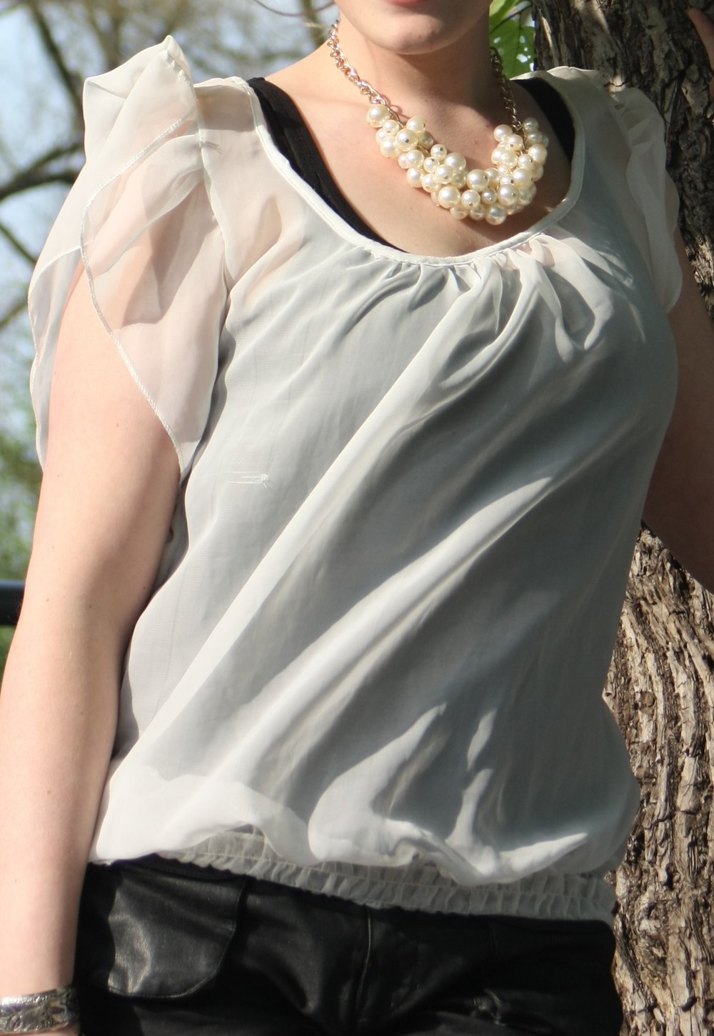 Schöne transparente Chiffon Bluse, Gr. 36