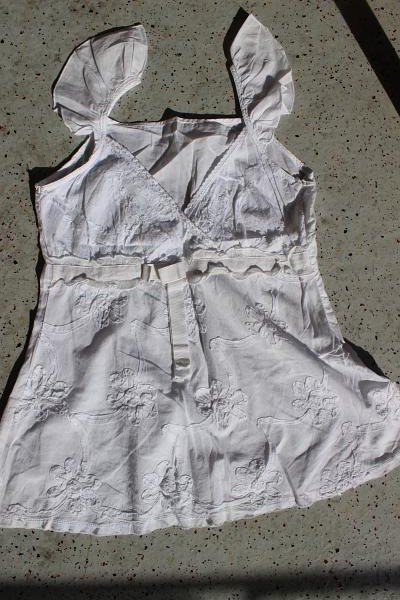 NEU! Batist Stickerei Applikation Top Bluse Tunika weiß