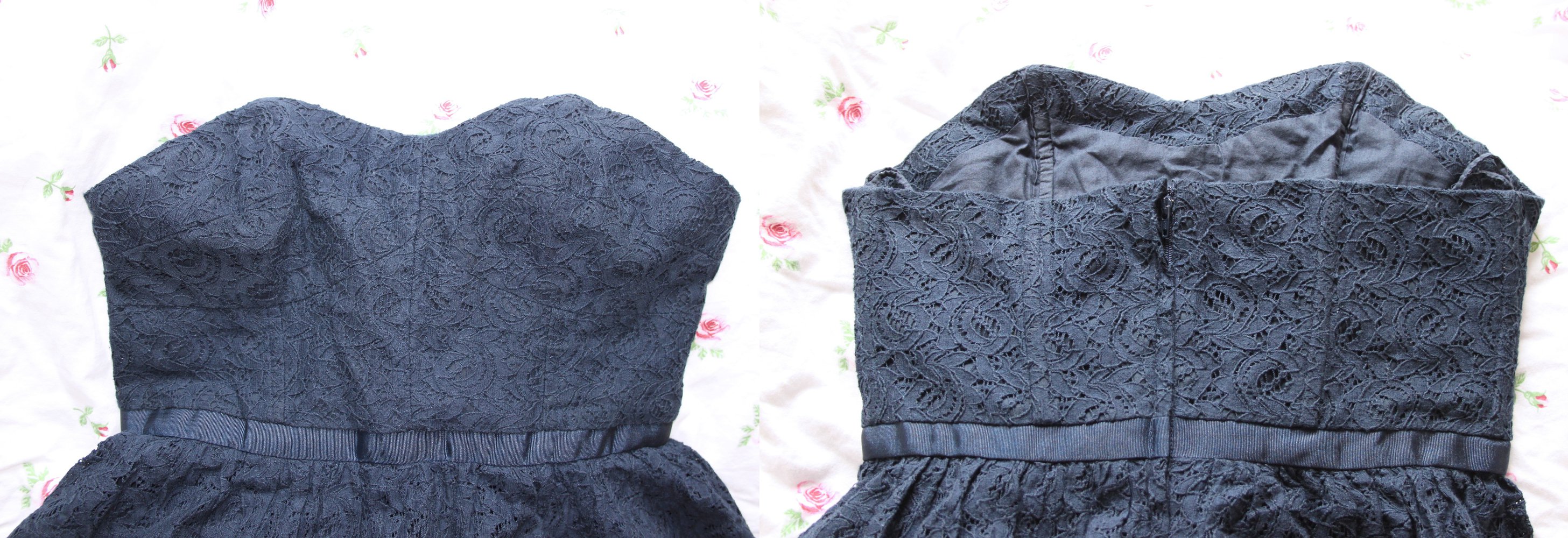 TRAUM Bandeaukleid aus dunkelblauer Baumwollspitze mit versteckten Rocktaschen