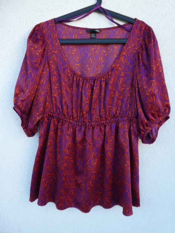 NEU - H&M – Damen Bluse, gemustert in lila und orange