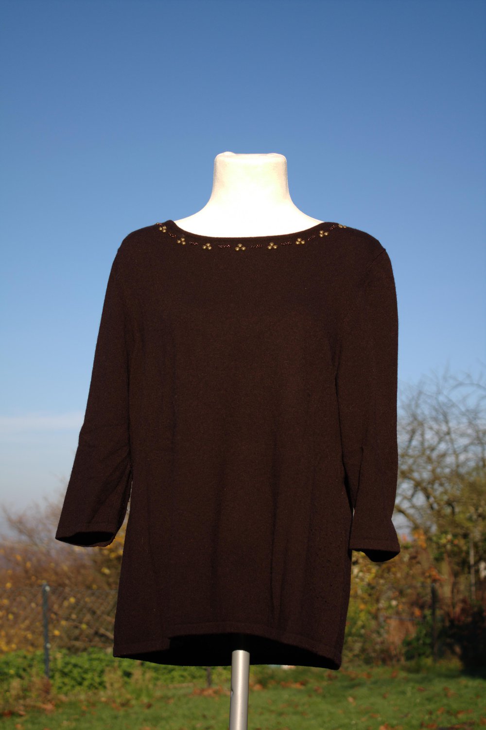 Pullover Langarm braun Basler mit Lammwolle Verzierung Gr. 44