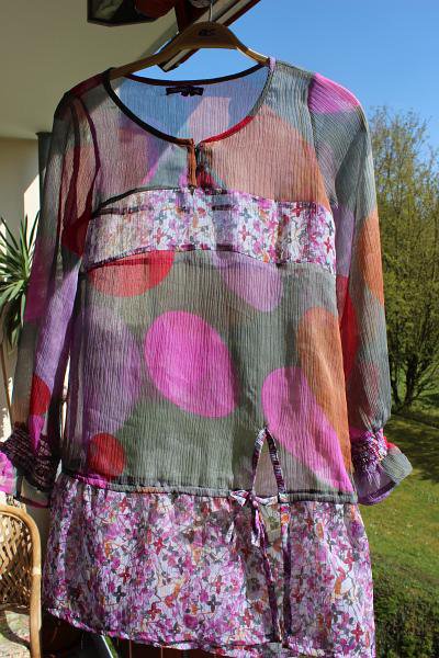 SILVIAN HEACH transparent Tunika Bluse Dots Mille Fleurs