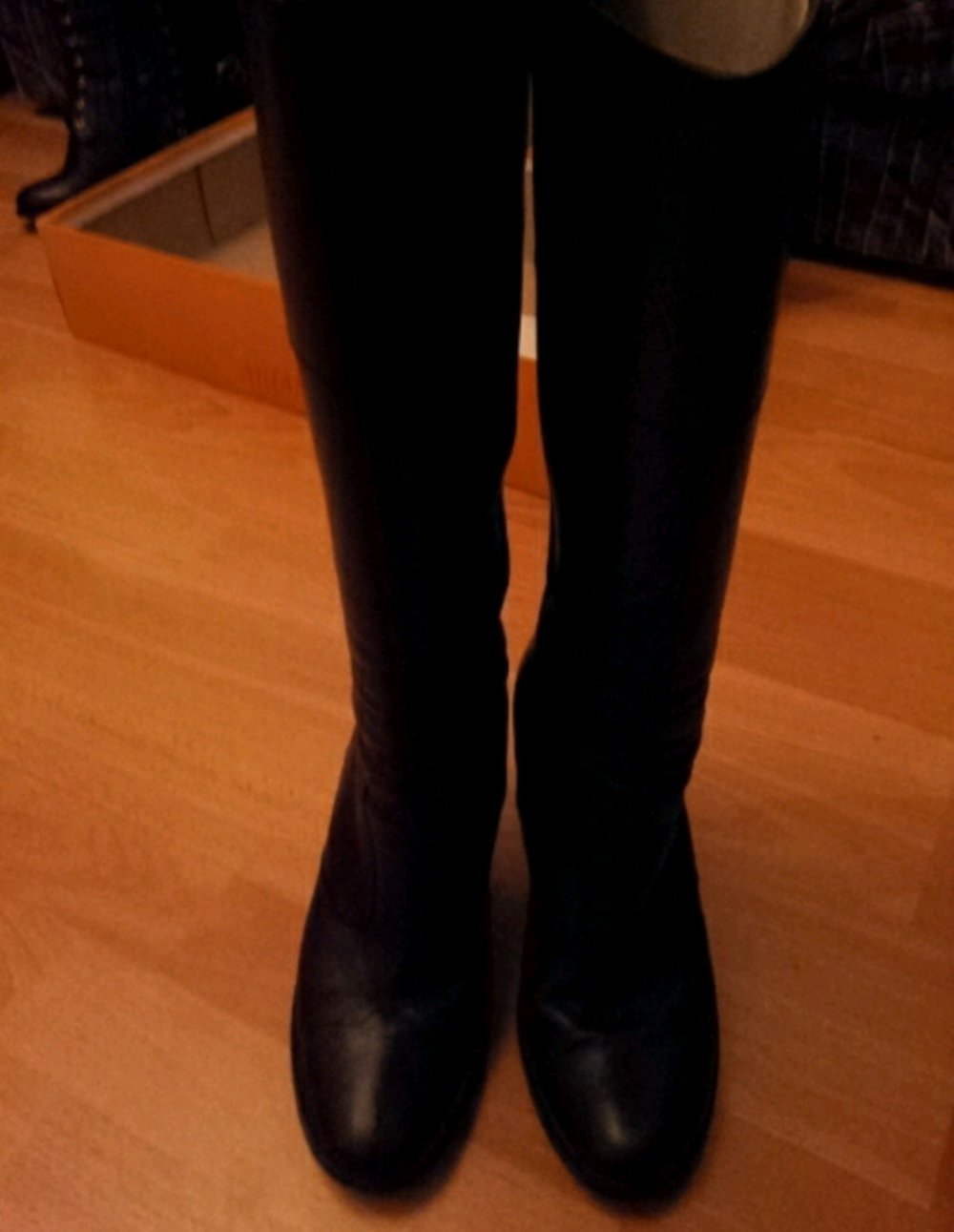 Stiefel Leder schwarz Gr. 38 C&A Lederstiefel