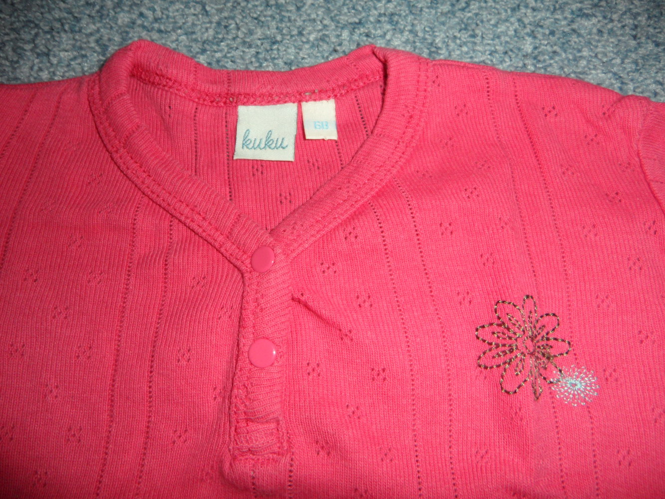 kuku Langarmshirt mit Lochstickerei und Rüschen