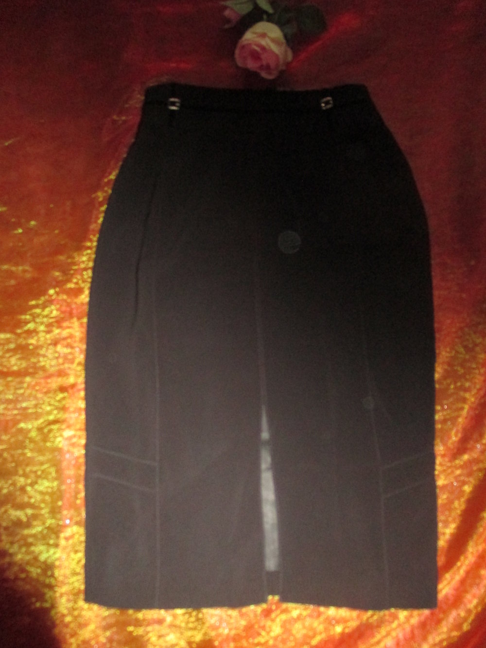 NEU Sekretärinnen Etui Shift High-Waist Rock mit Glitzer Kristallen 
