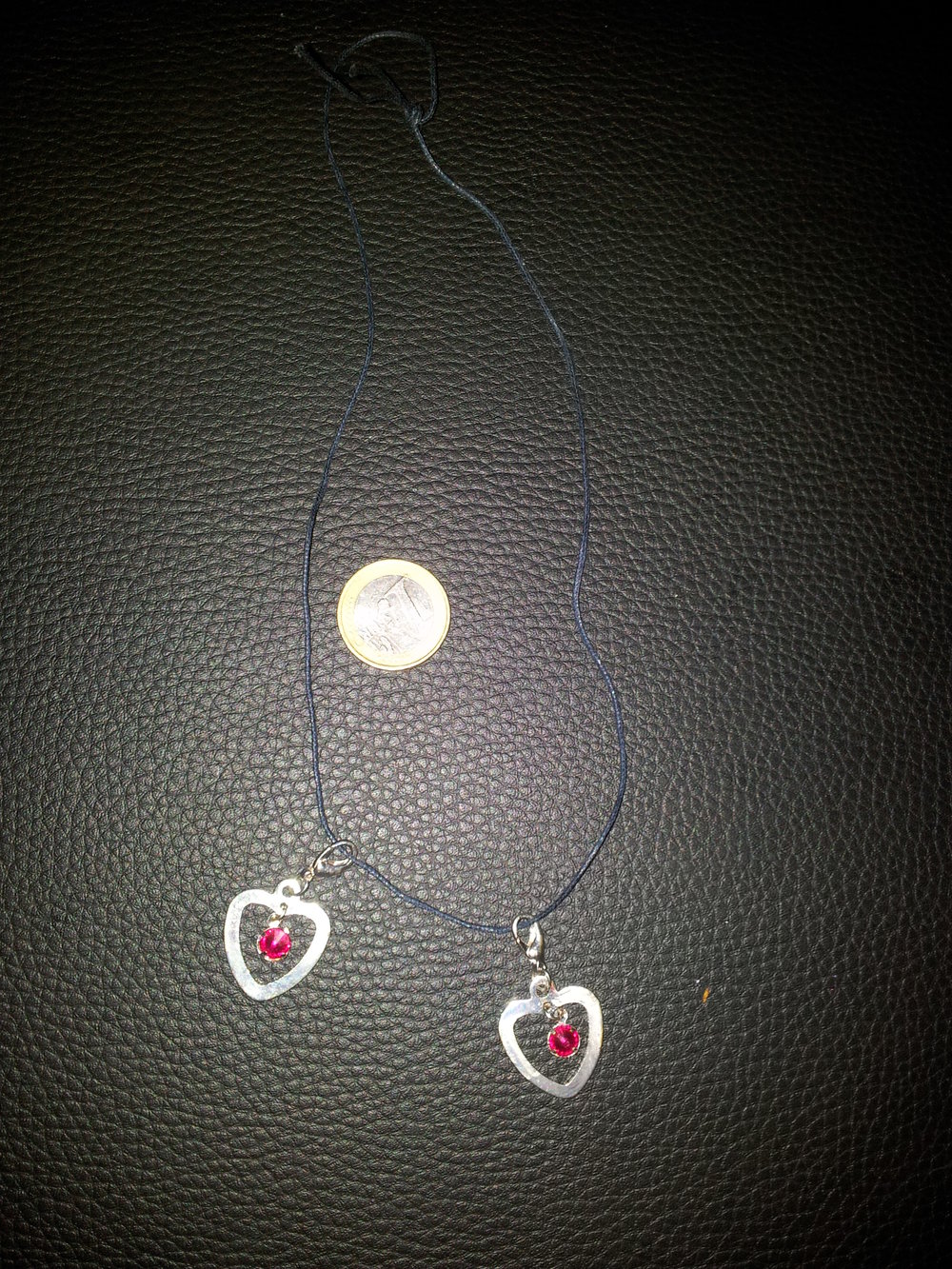 Modeschmuck Kette Doppelherze Herze Strass NEU 