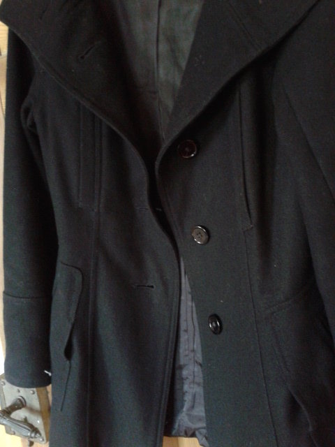 Mantel, schwarz, M, Review, Gürtel, Winter, warm, Herbst, Knöpfe