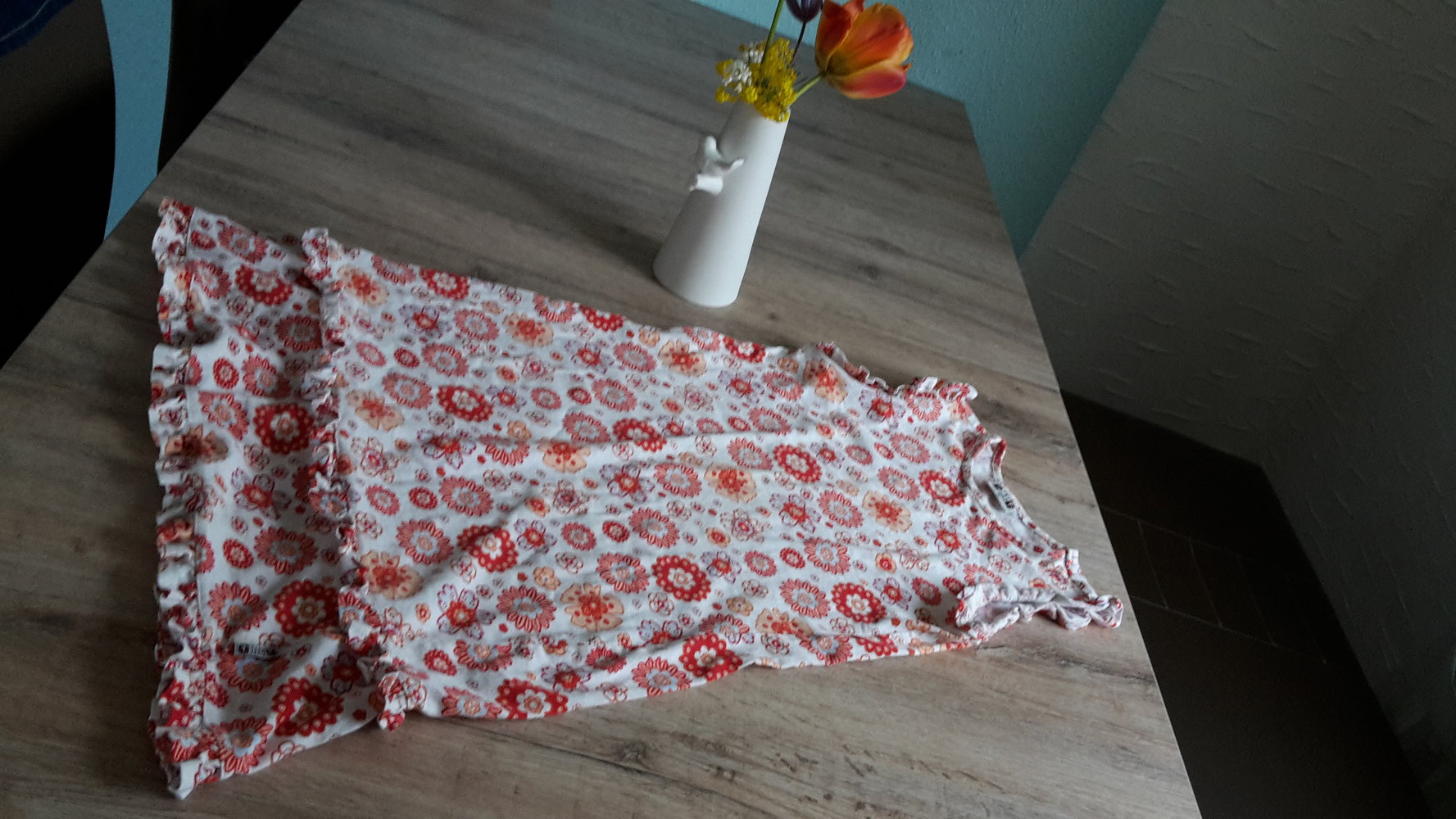 Gr.140 Sommer kleid Mädchen weiss Blumen süß Sommer