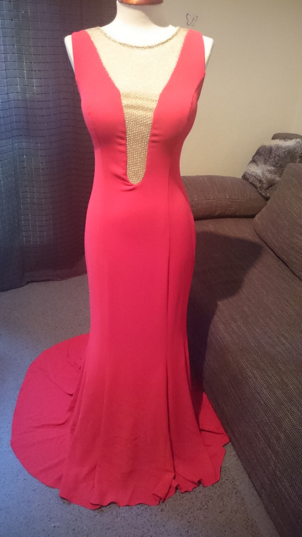 Abendkleid Gr. XS rot/gold