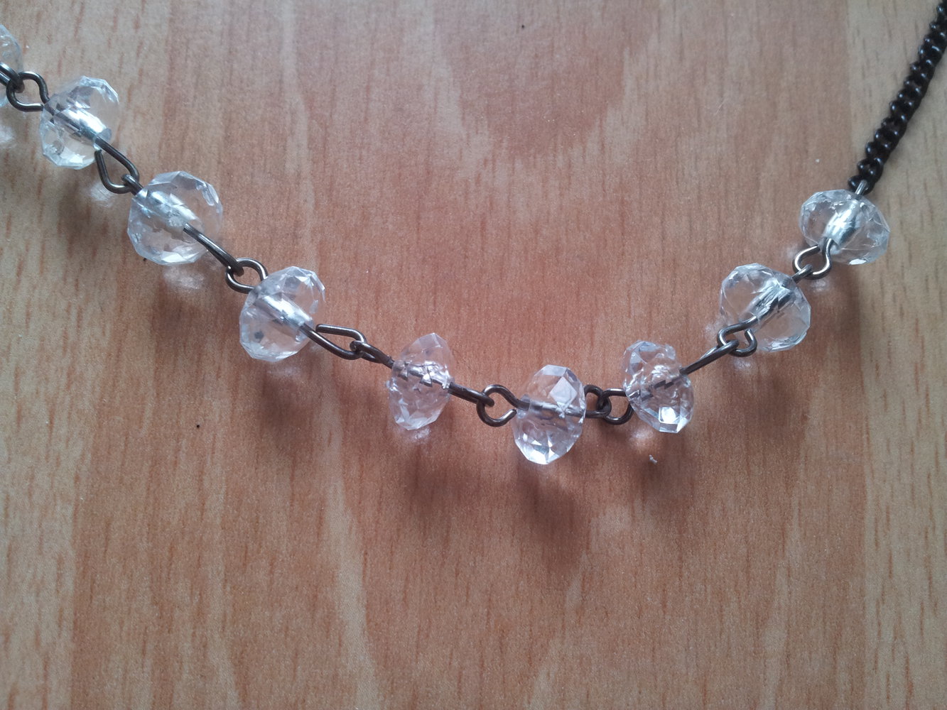  Modeschmuck Kette schwarz durchsichtige Steine