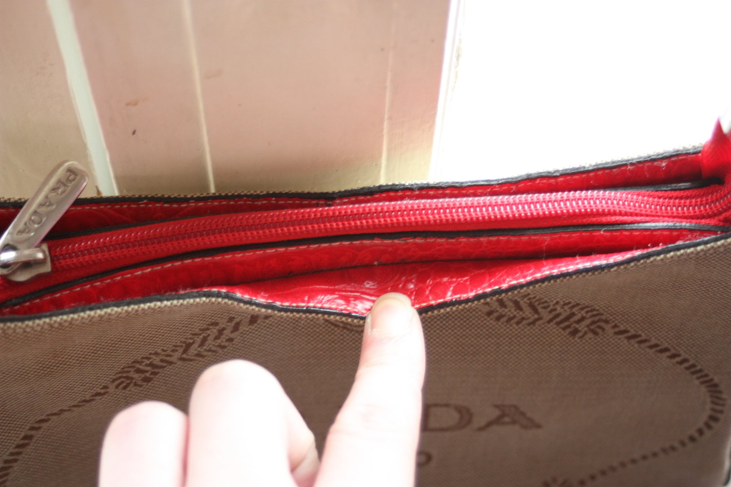 Handtasche Prada Milano, beige, rot