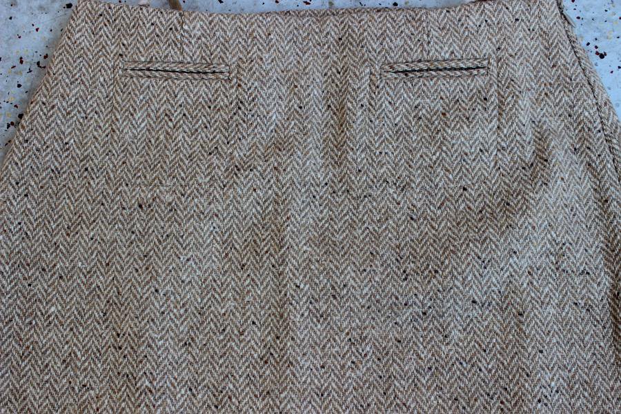 Orwell Vintage 80-er Tweed Midi Reine Schurwolle! Fischgrät