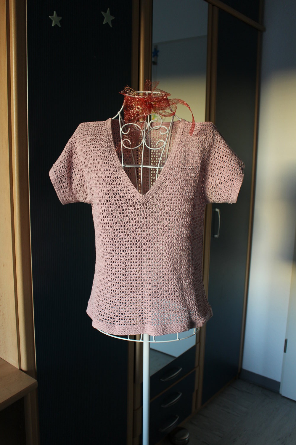 360. Einzelstuck! Häckelshirt, Gr. 38, handgemacht, Farbe - altrosa