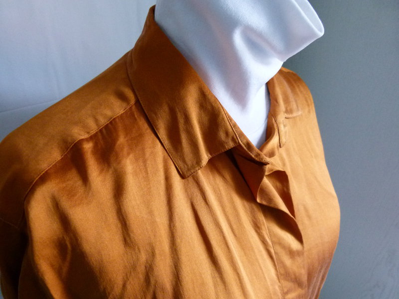 Seiden Bluse, rostbraun, Boho Goa Hippie Lagenlook Herbst Mori Retro Vintage Cottagecore
