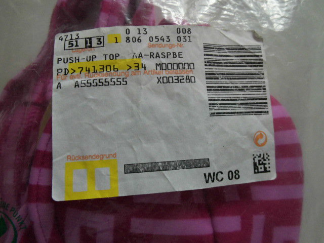 Mexx; Bikini- Oberteil in Pink mit grafischem Muster herausnehmbare Polster, Push Up. Gr. 34 Cup A