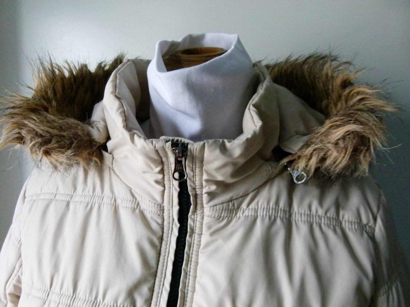 Steppjacke Jacke mit Kapuze, nude beige, fake fur, Boho Mori Winter