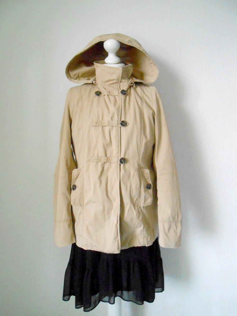 Windjacke Kapuze 38 beige braun
