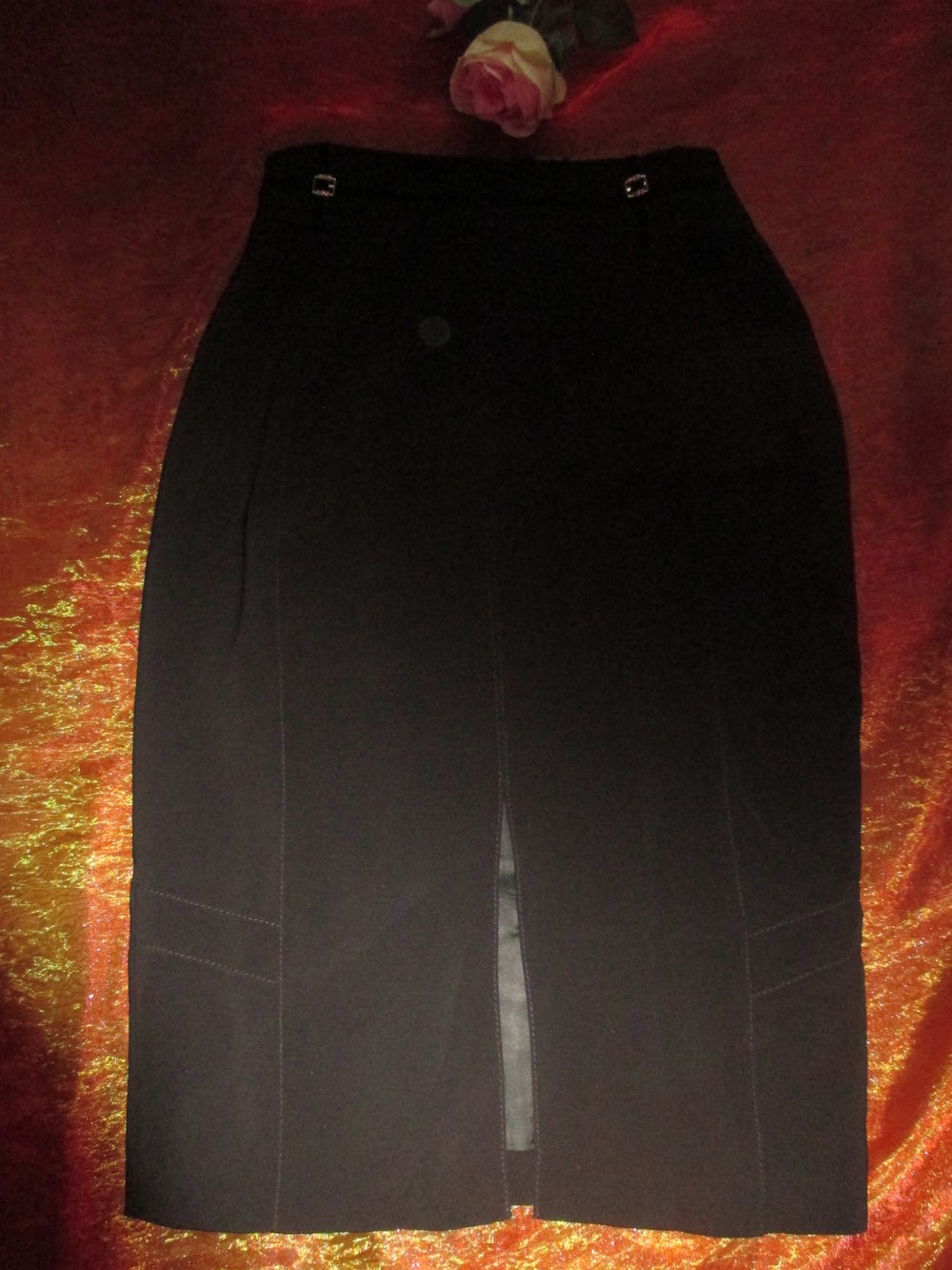 NEU Sekretärinnen Etui Shift High-Waist Rock mit Glitzer Kristallen 