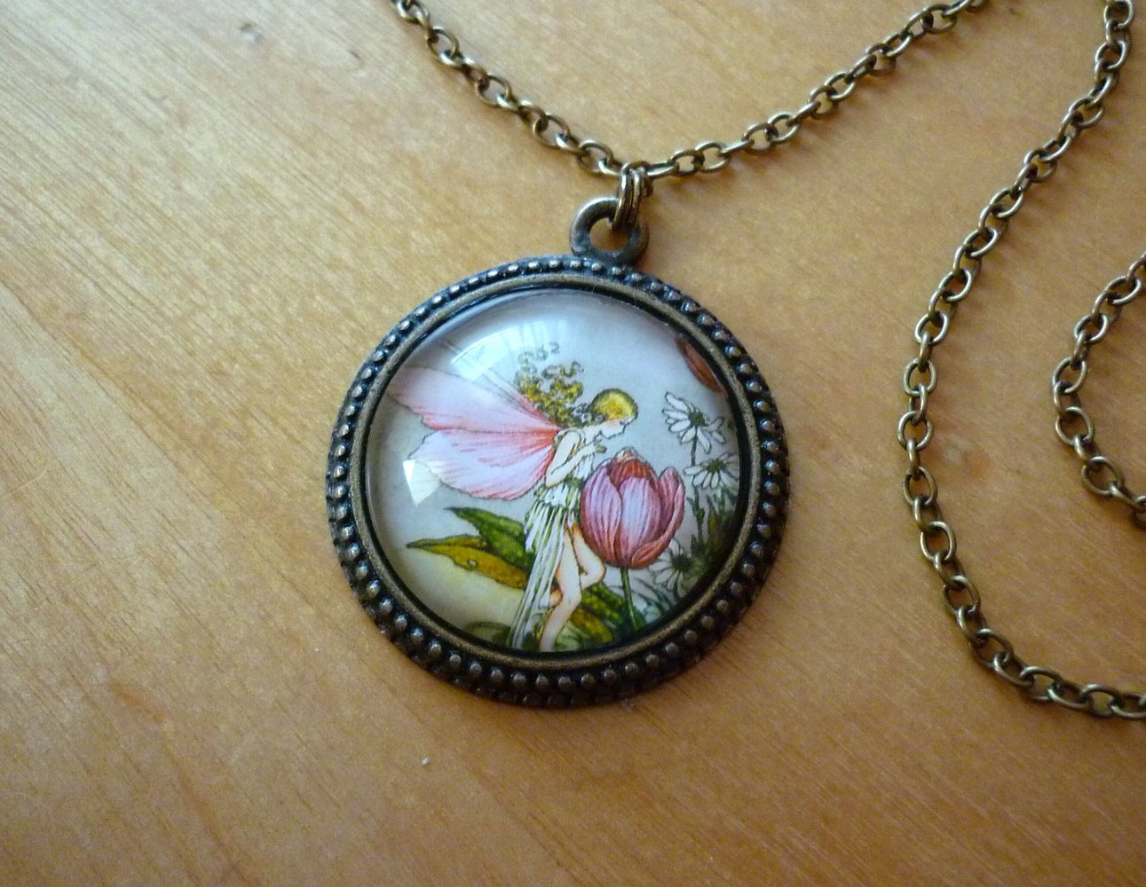Kette Blumenelfe Vintage Motiv Fee Romantik Goa Elfe Gothic