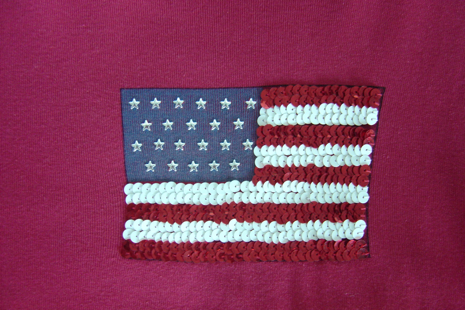 Rotes American Flag Shirt mit Pailletten 3/4-ärmlig