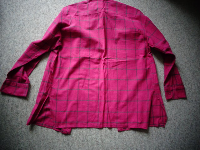 #Vintage Bluse Longbluse Hemd Blusenhemd ca. Gr. 36 fuchsia