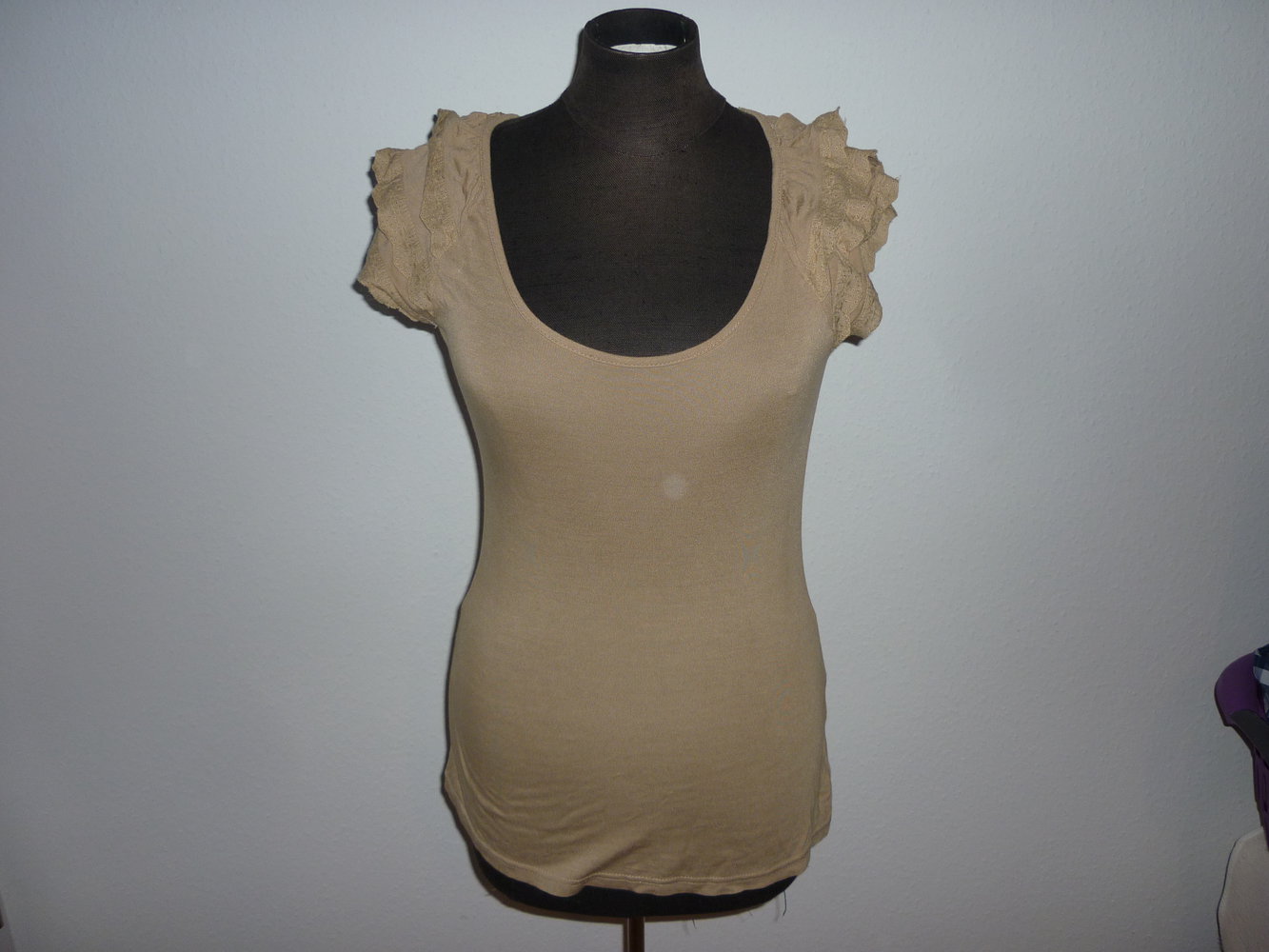 H&M Shirt Flügelärmel nude beige Größe S 34 36