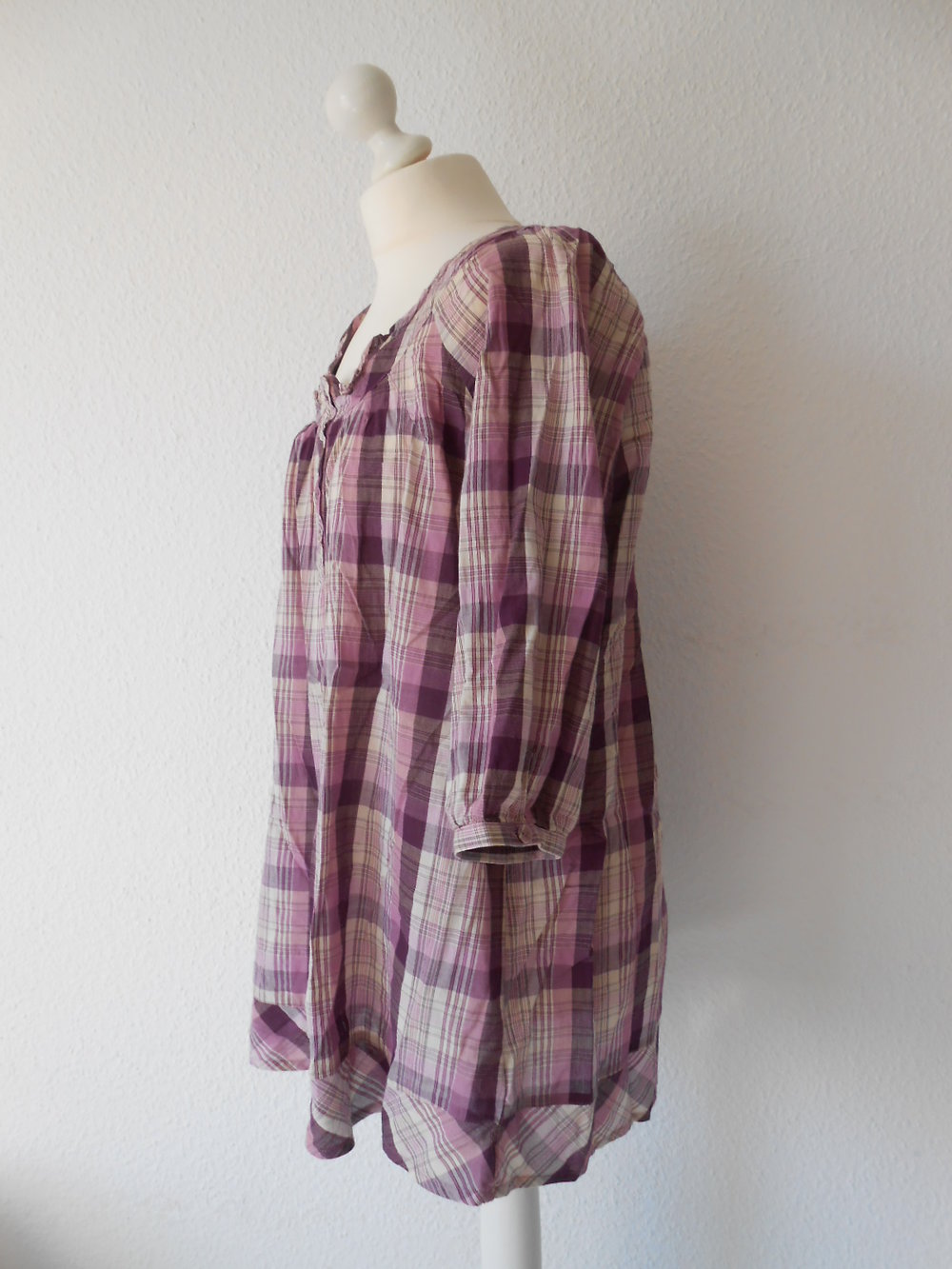 Violette rosa karierte Bluse 46