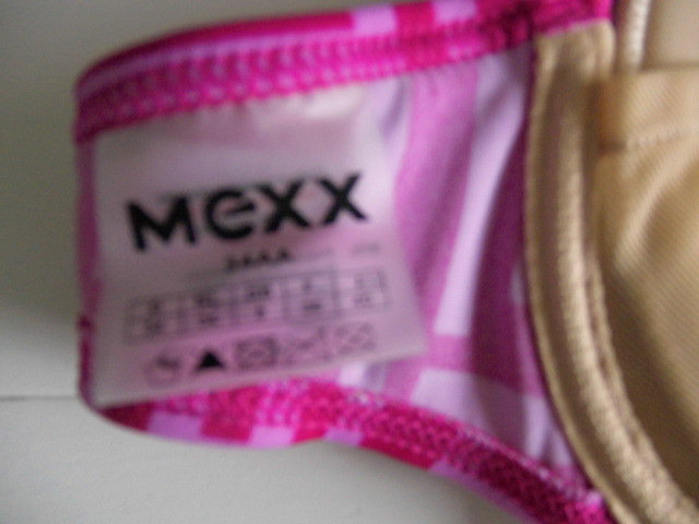 Mexx; Bikini- Oberteil in Pink mit grafischem Muster herausnehmbare Polster, Push Up. Gr. 34 Cup A