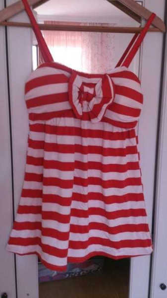 Sailor top rot weiss gestreift schleife 36-40 rockabilly