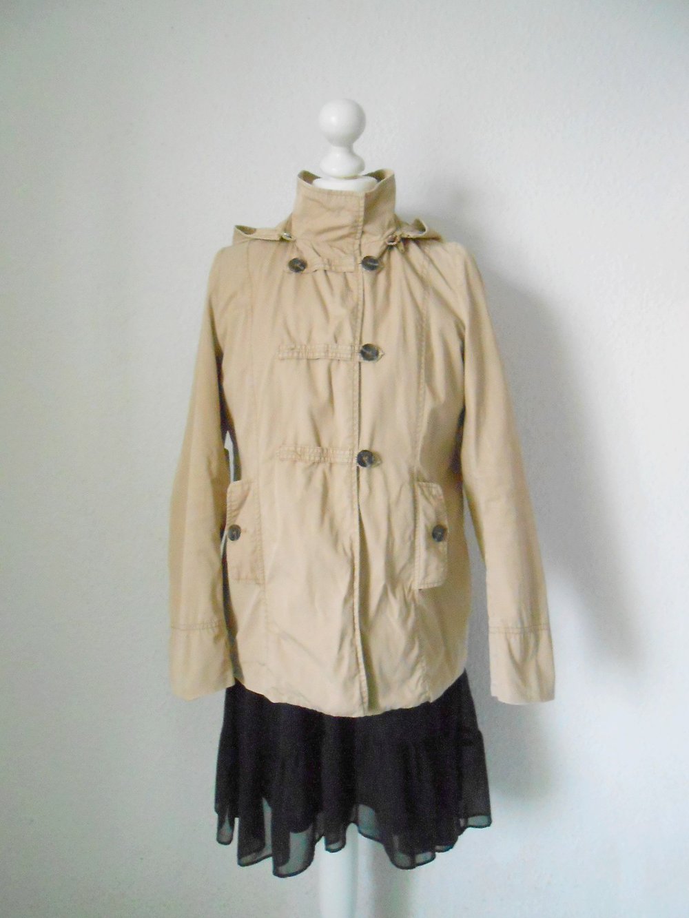 Windjacke Kapuze 38 beige braun
