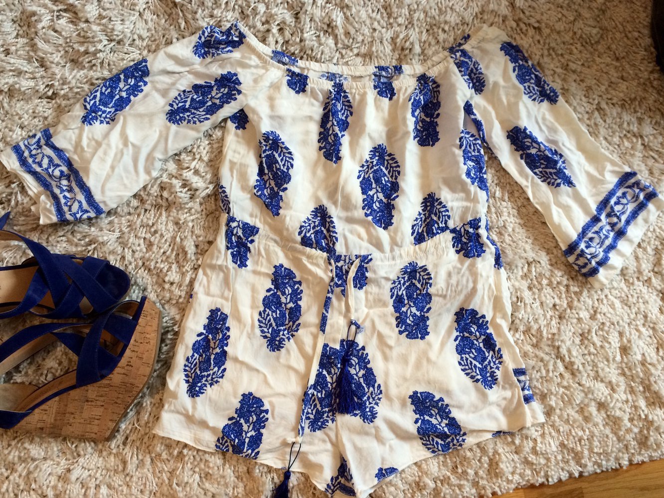 Jumpsuit Blogger Blau Weiß 