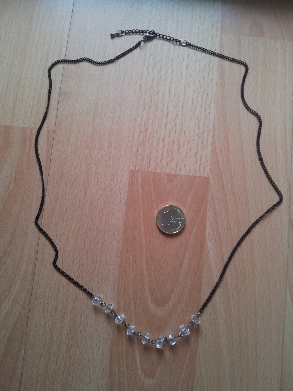  Modeschmuck Kette schwarz durchsichtige Steine