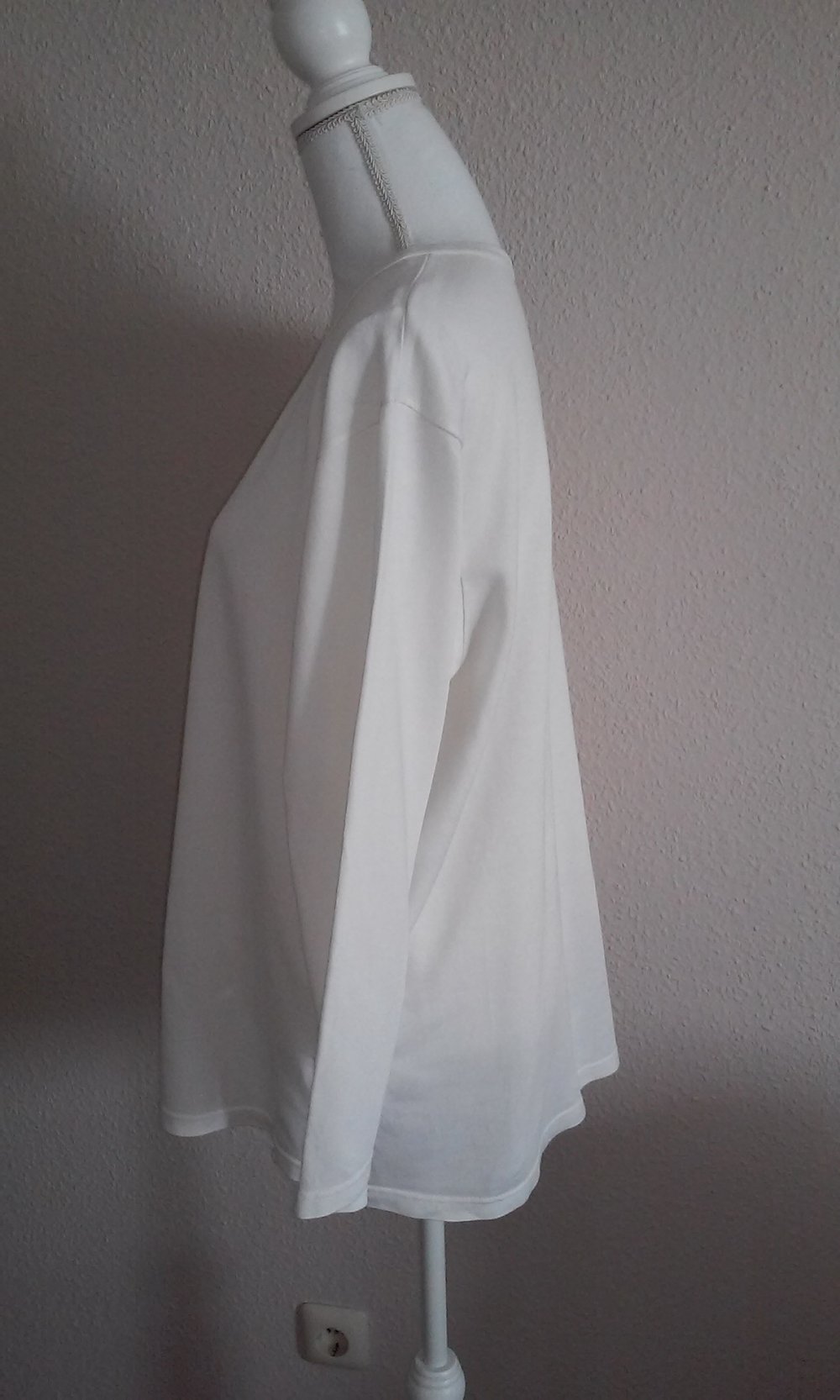 Sweatshirt Langarm Shirt Rundhals Pulli Freizeit/Sport/Unterzieher Basic-Oberteil (weiß/ecry)