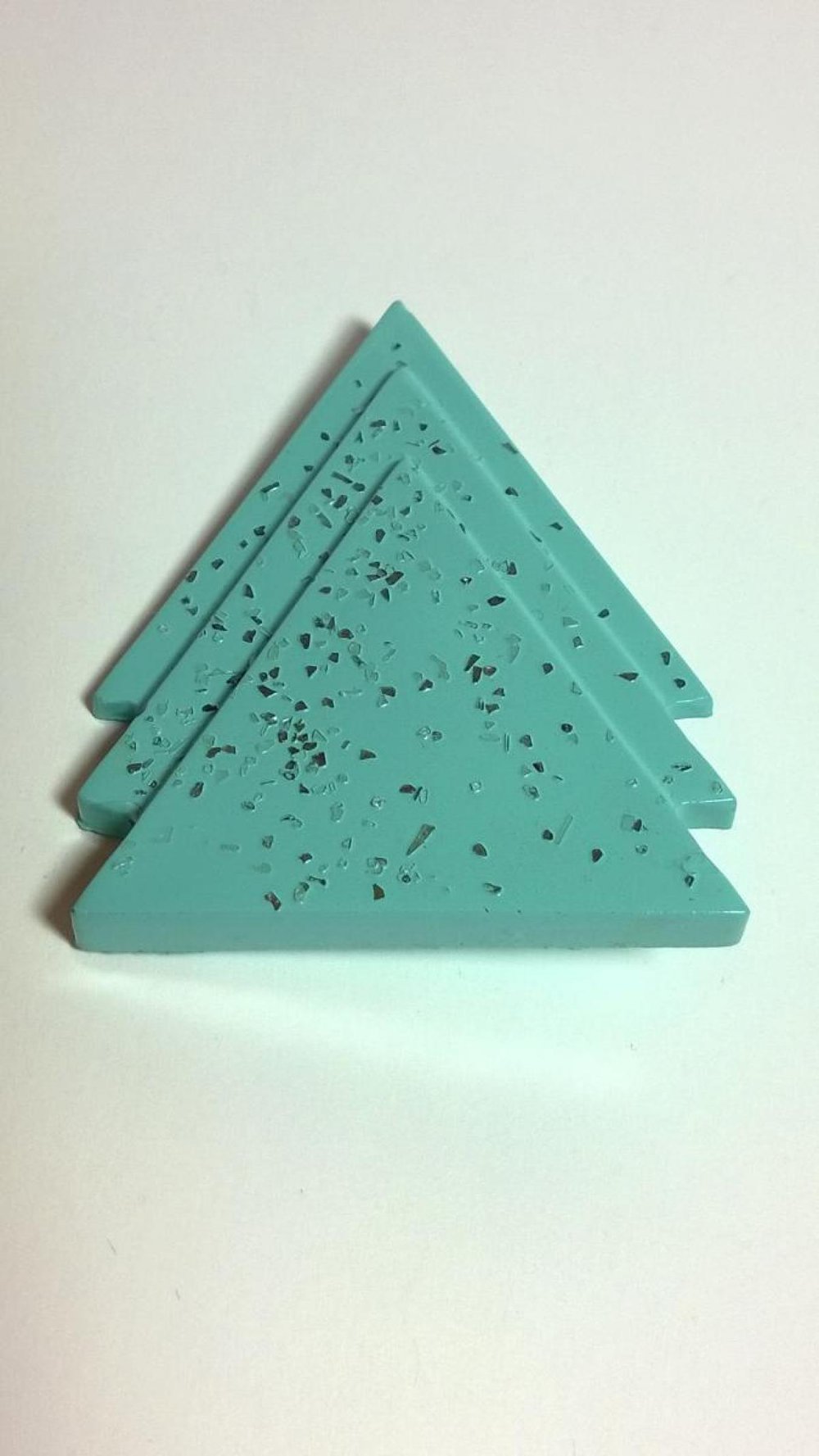 Geometrische Brosche Vintage 80er Türkis