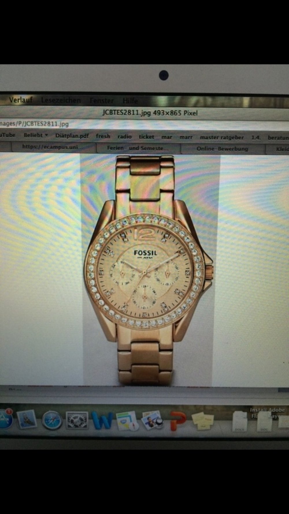 Fossiluhr Gold 
