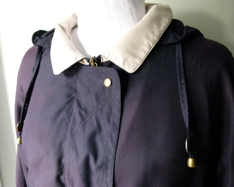 Leichter Parka Anorak, nachtblau natur, mit Kapuze, Boho Mori Retro Vintage Festival