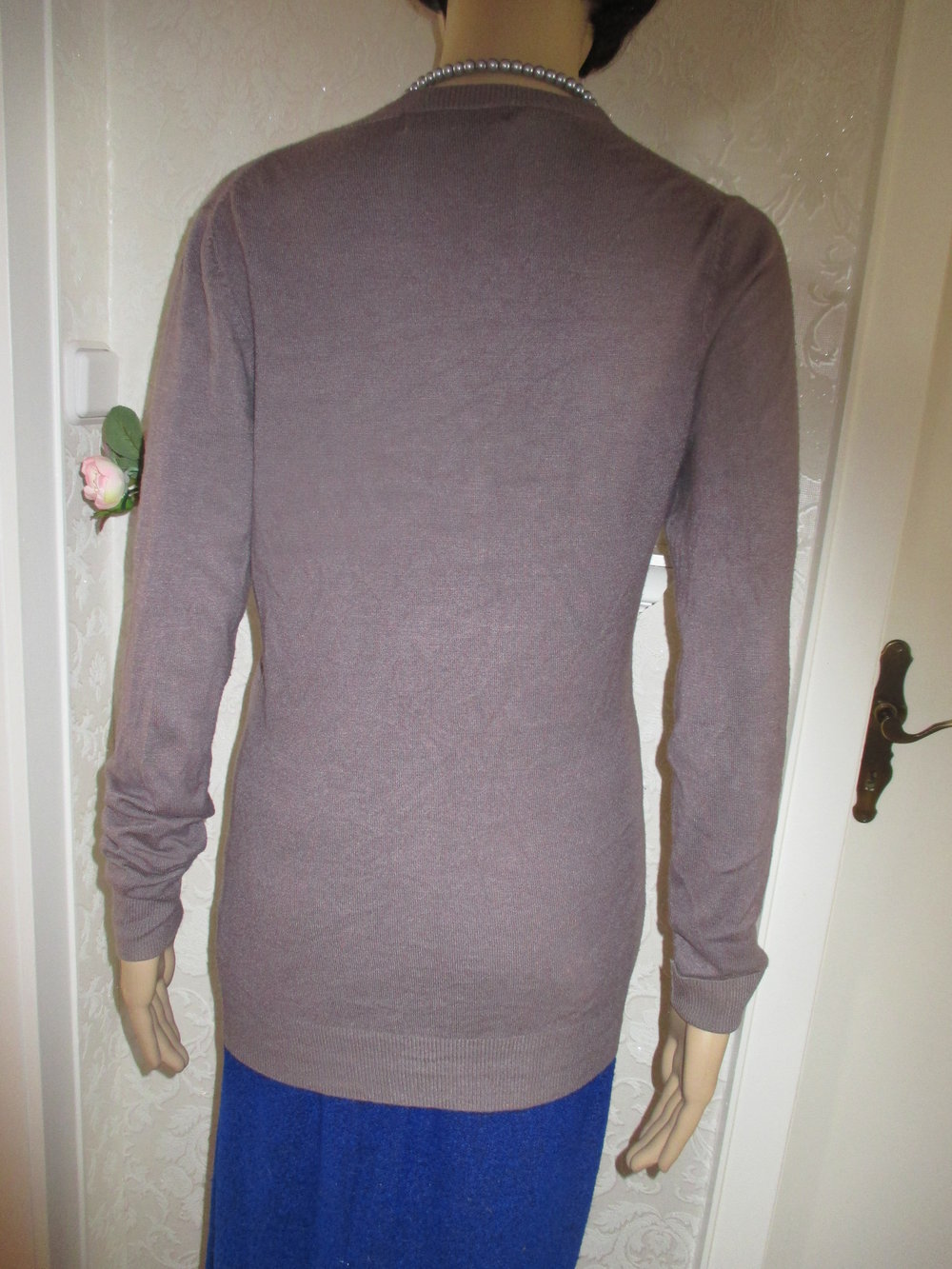 Klassische Lange Long Fein- Strickjacke Cardigan 