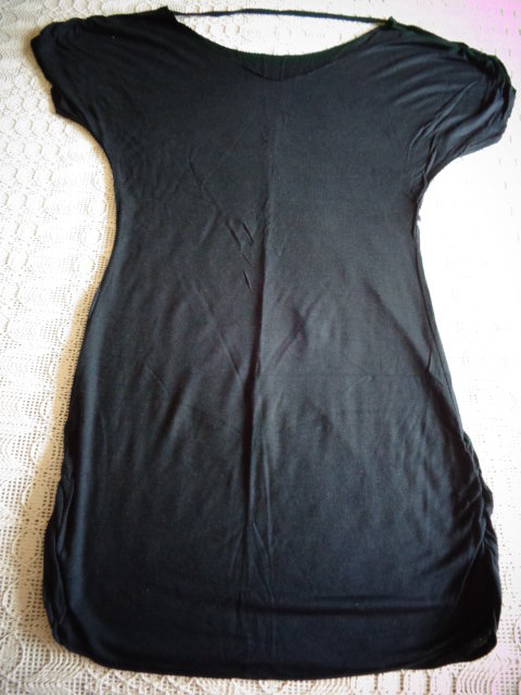 #Shirt Longshirt ca. Gr. 34/36 bzw. ca. Gr. XS/S schwarz mit Silberdruck (Zebra)
