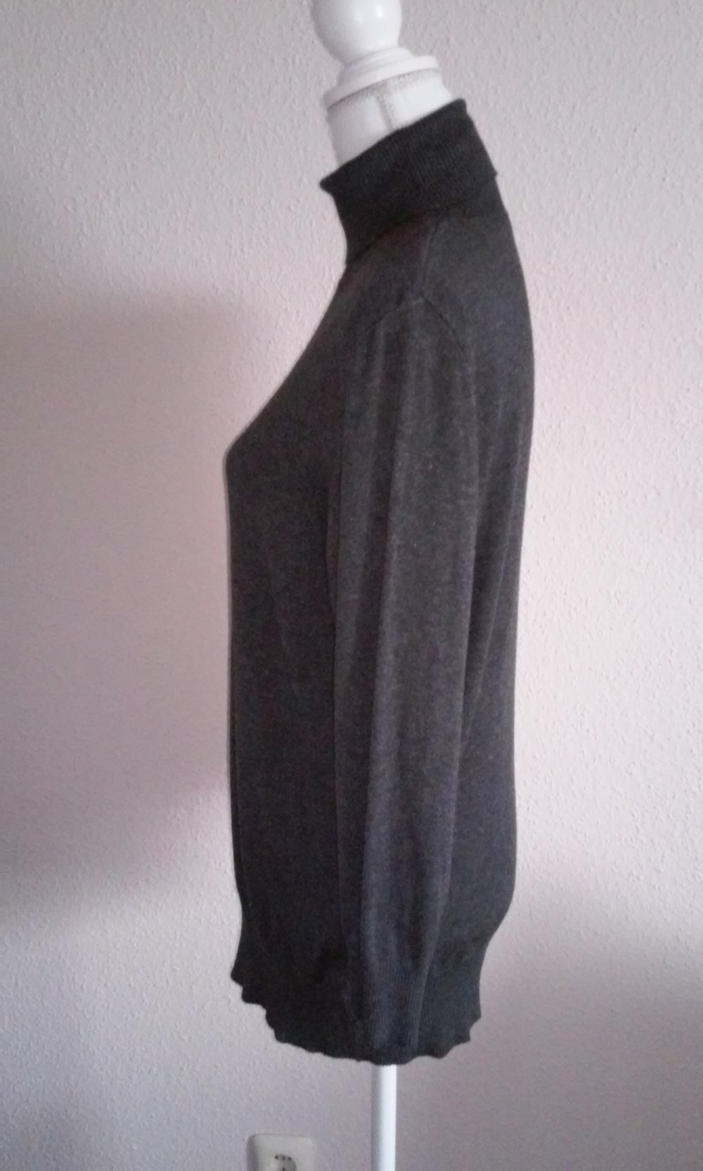 Rollkragenpullover Pullover Rolli Pulli anthrazit anschiegsam weich