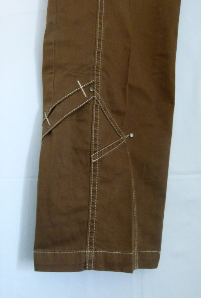 Boho Hose mit Gürtel, braun khaki mit Ziernähten, Mori Goa Festival 