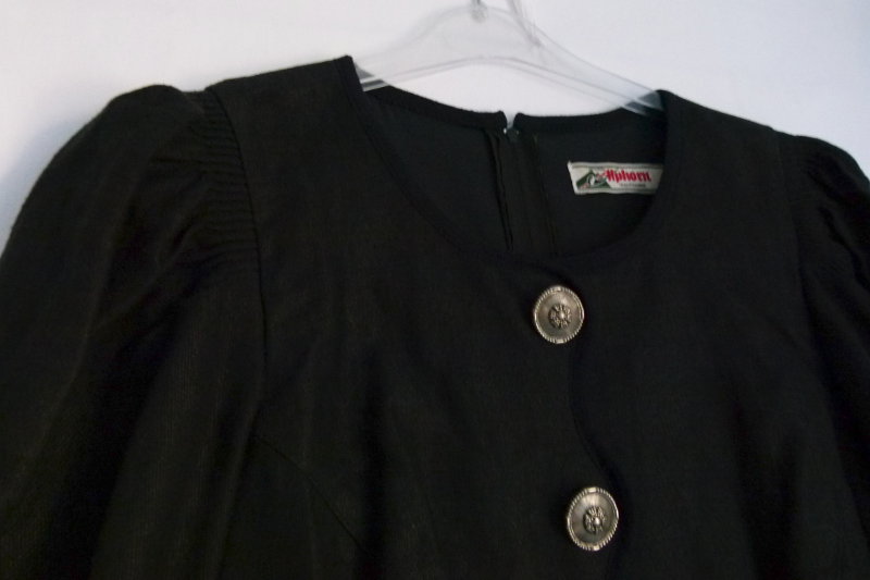 Trachten Kleid mit Leinen Anteil, schwarz, Folklore Landhaus Dark Mori Cottagecore Retro Vintage