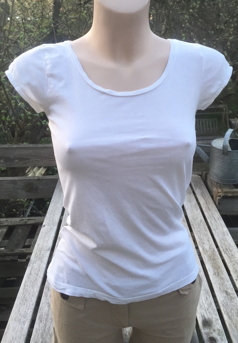 H&M Basic T-SHIRT weiß Gr. XS